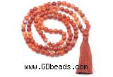 GMN8495 8mm, 10mm red banded agate 27, 54, 108 beads mala necklace with tassel