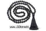 GMN8511 8mm, 10mm black lava 27, 54, 108 beads mala necklace with tassel