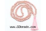 GMN8529 8mm, 10mm Chinese pink opal 27, 54, 108 beads mala necklace with tassel