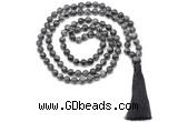 GMN8533 8mm, 10mm black labradorite 27, 54, 108 beads mala necklace with tassel