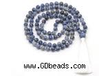 GMN8539 8mm, 10mm blue spot stone 27, 54, 108 beads mala necklace with tassel