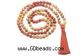 GMN8552 8mm, 10mm picture jasper & red jasper 108 beads mala necklace with tassel