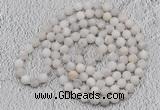 GMN904 Hand-knotted 8mm, 10mm matte white crazy agate 108 beads mala necklaces