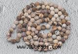 GMN909 Hand-knotted 8mm, 10mm matte brown zebra jasper 108 beads mala necklaces