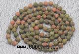 GMN920 Hand-knotted 8mm, 10mm matte unakite 108 beads mala necklaces