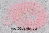 GMN929 Hand-knotted 8mm, 10mm matte rose quartz 108 beads mala necklaces