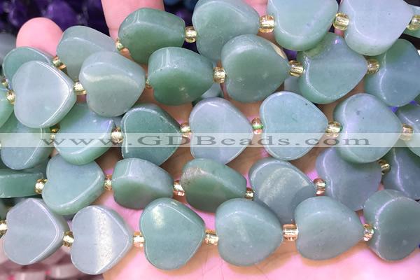 HEAR31 15 inches 16mm – 17mm heart green aventurine beads