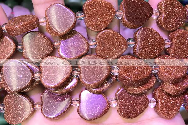 HEAR33 15 inches 16mm – 17mm heart goldstone gemstone beads