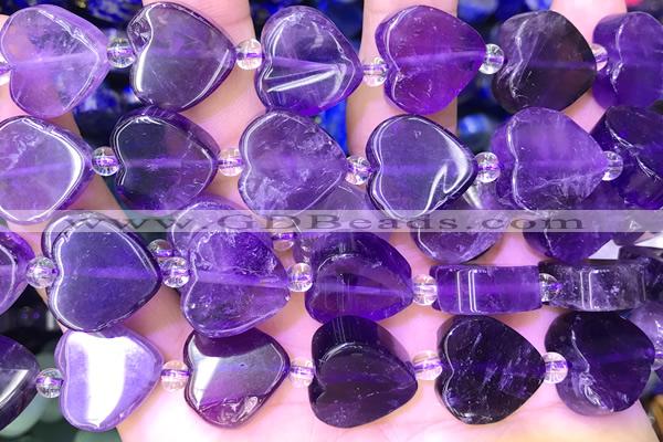 HEAR34 15 inches 16mm – 17mm heart amethyst gemstone beads