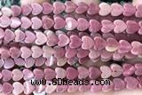 HEAR44 15 inches 6mm heart pink wooden jasper beads