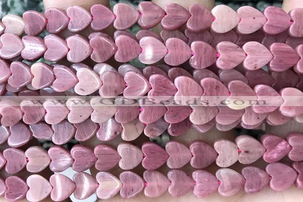 HEAR44 15 inches 6mm heart pink wooden jasper beads