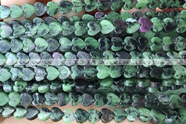 HEAR59 15 inches 6mm heart ruby zoisite gemstone beads