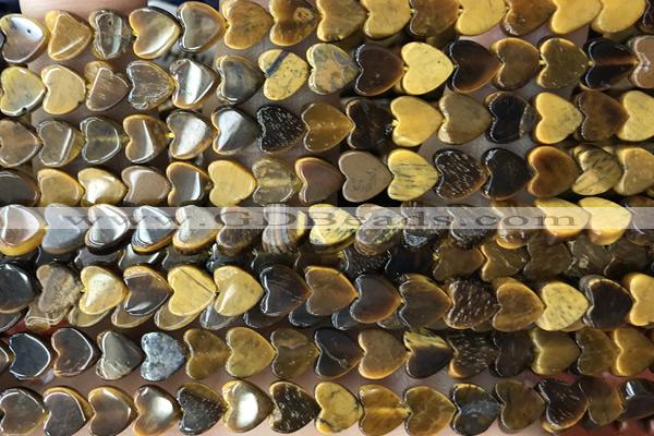 HEAR60 15 inches 6mm heart yellow tiger eye beads