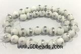 JADE449 15 inches 4mm round silvery jade gemstone beads