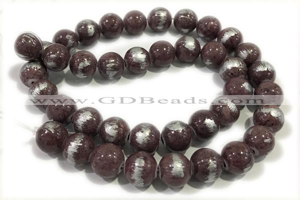 JADE510 15 inches 6mm round silvery jade gemstone beads