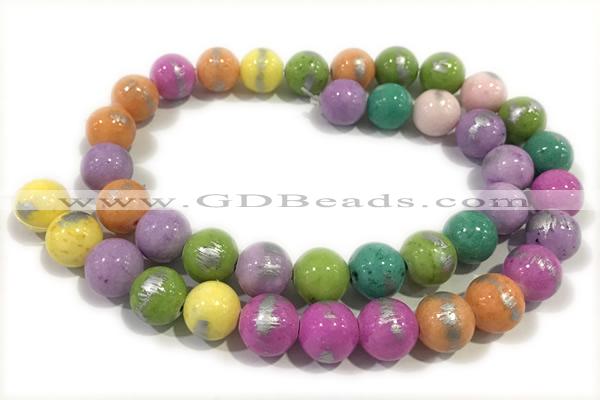 JADE538 15 inches 12mm round silvery jade gemstone beads