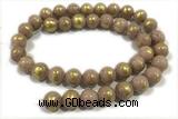 JADE574 15 inches 4mm round golden jade gemstone beads