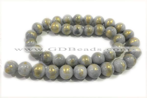 JADE579 15 inches 4mm round golden jade gemstone beads