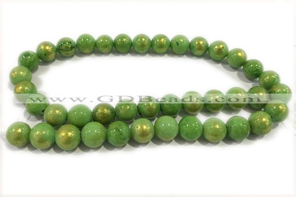 JADE598 15 inches 12mm round golden jade gemstone beads