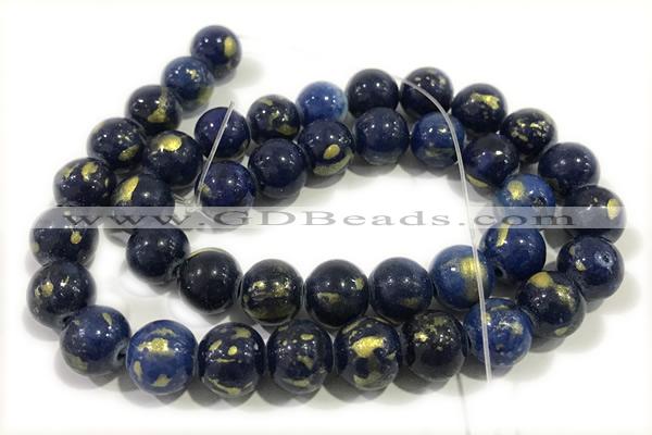 JADE619 15 inches 4mm round golden jade gemstone beads