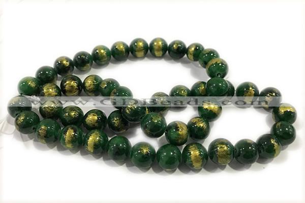 JADE648 15 inches 12mm round golden jade gemstone beads