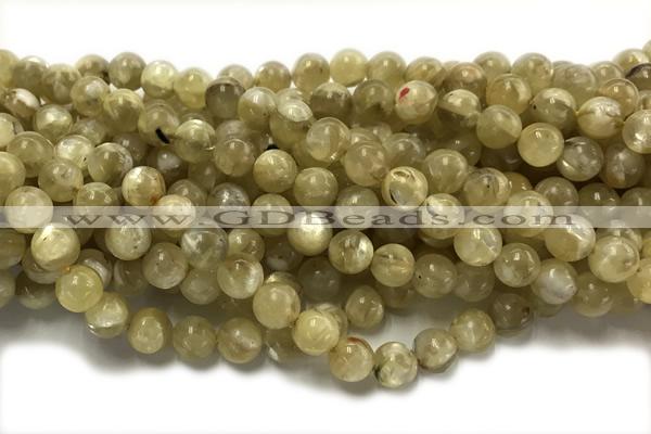 KUNZ06 15 inches 8mm round Peru dye yellow lepidolite beads