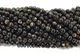 KUNZ09 15 inches 8mm round Peru dye black lepidolite beads