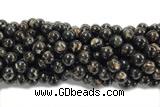 KUNZ10 15 inches 10mm round Peru dye black lepidolite beads