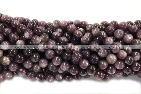 KUNZ18 15 inches 8mm~9mm round natural Brazilian lepidolite beads