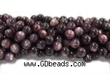 KUNZ19 15 inches 10mm~11mm round natural Brazilian lepidolite beads