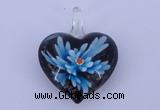 LP03 16*32*40mm heart inner flower lampwork glass pendants