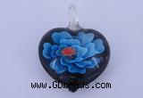 LP05 15*28*40mm heart inner flower lampwork glass pendants