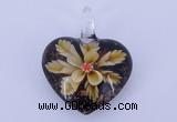 LP07 15*32*41mm heart inner flower lampwork glass pendants