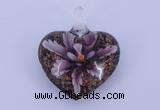 LP08 16*32*40mm heart inner flower lampwork glass pendants