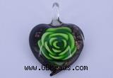 LP11 14*35*45mm heart inner flower lampwork glass pendants