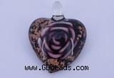 LP23 14*34*45mm heart inner flower lampwork glass pendants