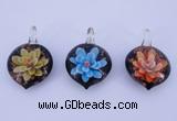 LP33 16*30*45mm heart inner flower lampwork glass pendants