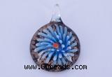 LP50 13*34*47mm flat round inner flower lampwork glass pendants