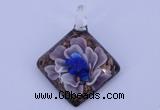 LP65 12*38*48mm diamond inner flower lampwork glass pendants