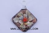 LP67 12*38*48mm diamond inner flower lampwork glass pendants