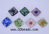 LP70 12*38*48mm diamond inner flower lampwork glass pendants