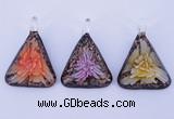 LP72 11*33*47mm triangle inner flower lampwork glass pendants