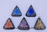 LP73 11*33*47mm triangle inner flower lampwork glass pendants