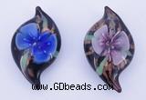 LP85 14*27*50mm leaf inner flower lampwork glass pendants