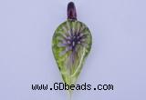 LP89 11*26*65mm leaf inner flower lampwork glass pendants