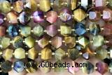 MIXE132 15 inches 10mm faceted tiger eye gemstone beads