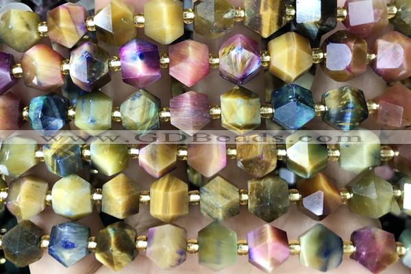 MIXE132 15 inches 10mm faceted tiger eye gemstone beads