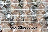 MIXE140 15 inches 12mm faceted hexagon white crystal beads