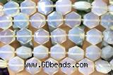 MIXE141 15 inches 12mm faceted hexagon white opal beads