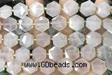 MIXE142 15 inches 12mm faceted hexagon rose quartz beads